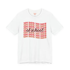 100 Days of School - Unisex Short Sleeve Tee | Elementary School Holiday, Teacher Apparel, Kids Motivation, Days Checked Off