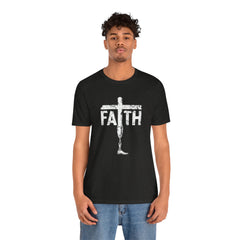Faith Cross Prosthetic Leg T‑Shirt — Amputee Inspirational Christian Tee