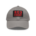 RED Friday unisex ball cap with Leather Patch (Rectangle) / Remember Everyone Deployed /awareness / honor military / active duty /