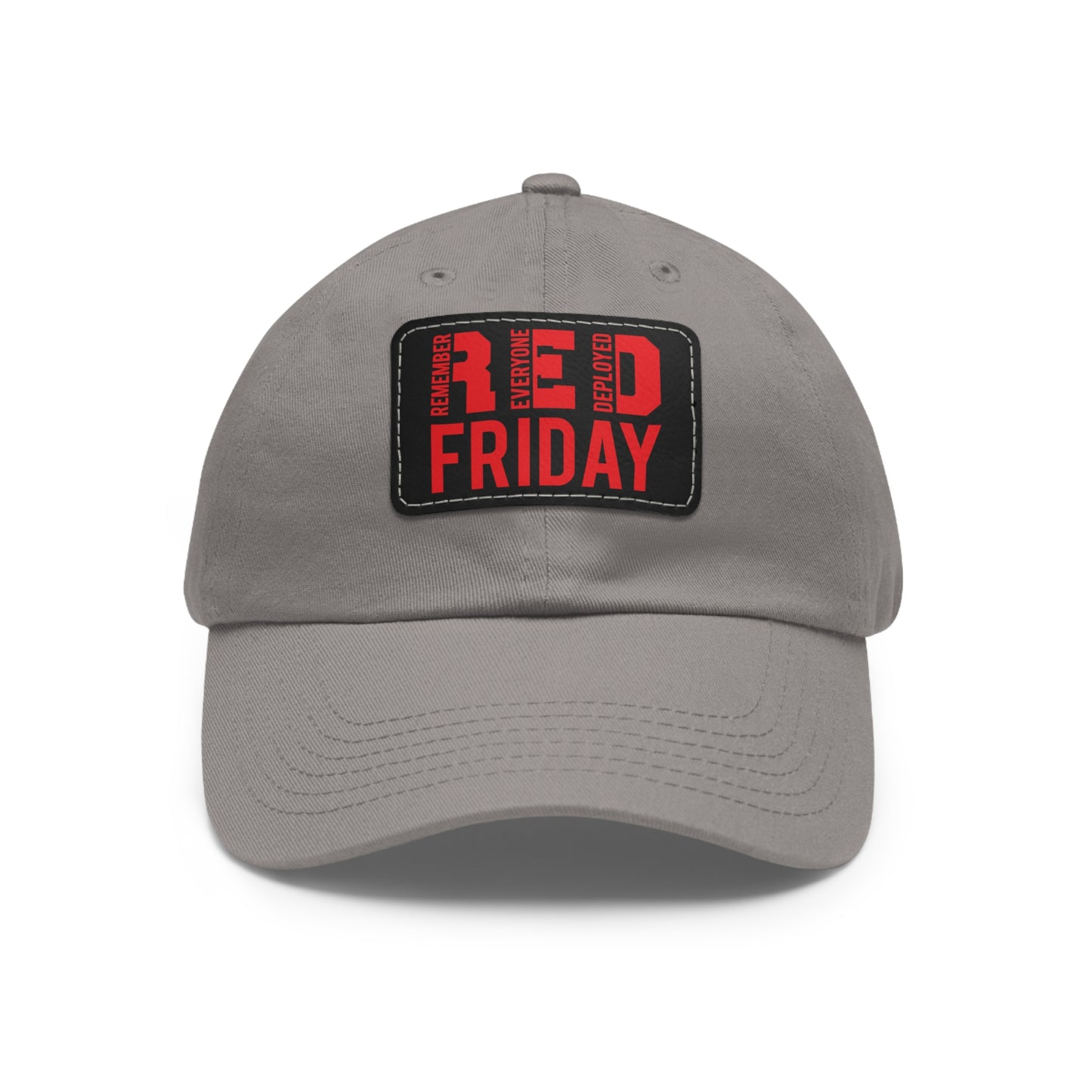 RED Friday unisex ball cap with Leather Patch (Rectangle) / Remember Everyone Deployed /awareness / honor military / active duty /