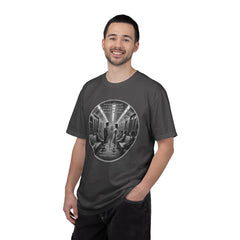 Don;t Stop Believing Subway Reflection T-Shirt — Vintage Black & White Urban Photo Tee