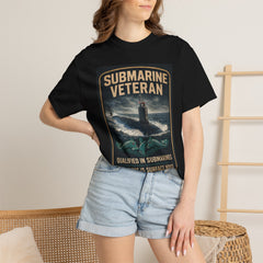 Submarine Veteran T-Shirt — "Qualified in Submarines, The Rest I Surface Noise" Retro Navy Crew Tee