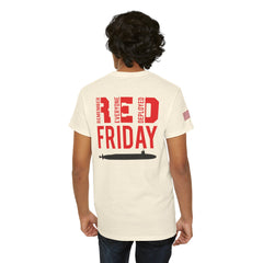 SUBMARINER RED Friday T Shirt with Fouled Anchor, American Flag, FBM / Boomer Silhouette. Remember Everyone Deployed, Dolphins