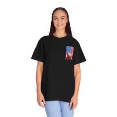 Patriotic Car Graphic Unisex T-Shirt - Vintage American Flag Design