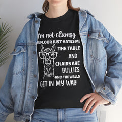 Clumsy Funny Llama Graphic Tee | Unisex Heavy Cotton Tee | Great Gift for Animal Lovers, Birthdays, Casual Wear, Humorous Gifts, Everyday Style
