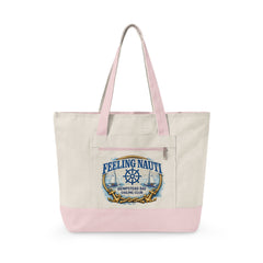 Feeling Nauti Canvas Tote — Hempstead Bay Sailing Club Nautical Zippered Beach Bag for Sailing Lovers