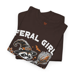 Feral Girl Halloween Raccoon! Graphic Unisex Heavy Cotton Tee
