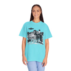 UFO Meets Cowboy Vintage Graphic T-Shirt — Retro Western Alien Tee