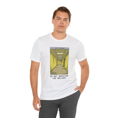 Do Not Question The Hallway T-Shirt — Retro Yellow Corridor Graphic Tee