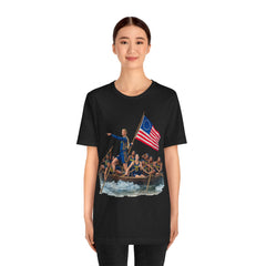 Historical Fever Patriot T‑Shirt — Revolutionary Flag Rowboat Design