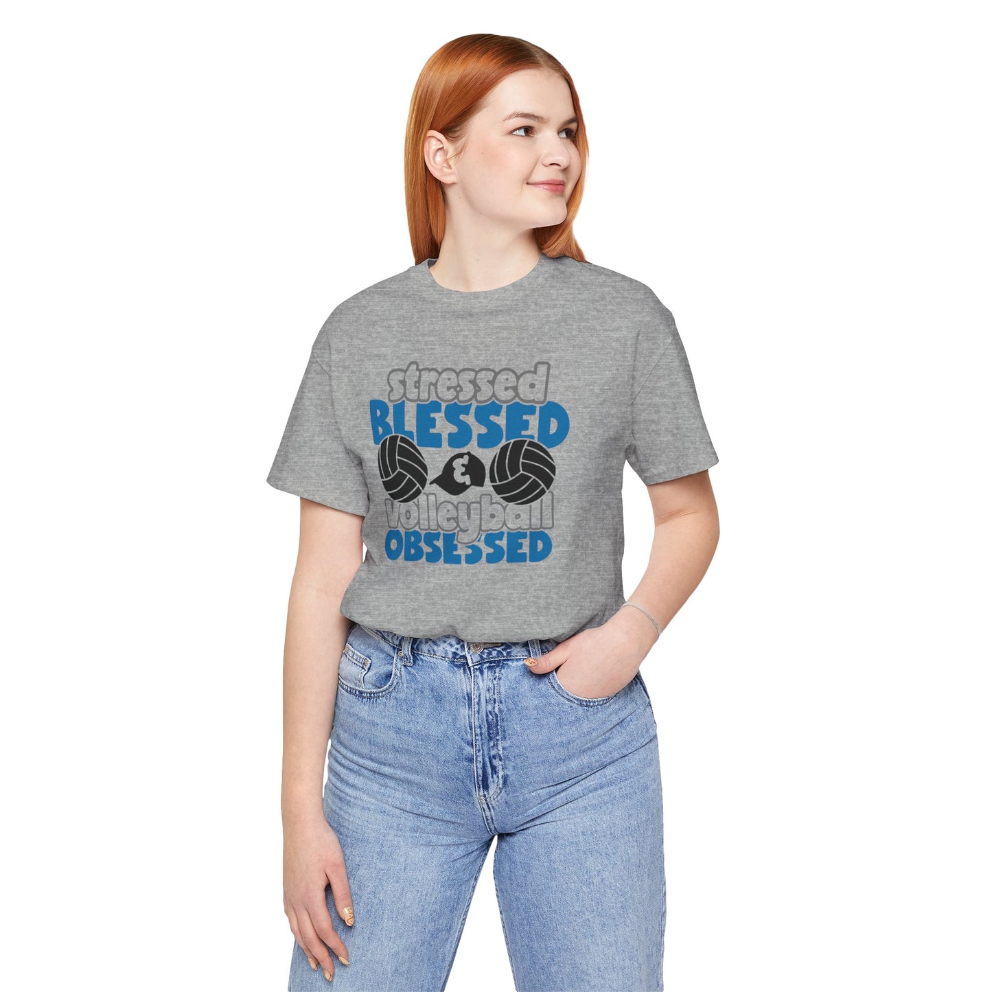 Stressed Blessed Volleyball Obsessed Shirt,Unisex Tee,graphic t shirt,gift for her,gift for him,volleyball team,playergift,fangift,Coachgift