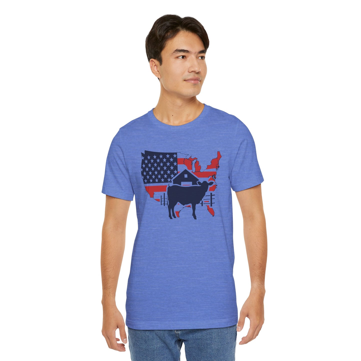 Red White and Blue Farmer Graphic, Unisex Jersey Short Sleeve Tee