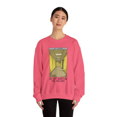 Crewneck Sweatshirt "Do Not Question the Hallway" – Retro Yellow Corridor Graphic