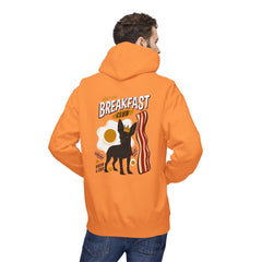 Breakfast Club Hoodie — Cute Black Dog, Bacon & Egg Graphic Pullover