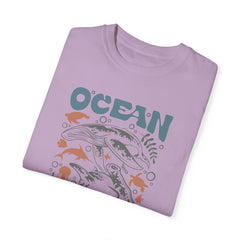 Whales and Dolphins, Ocean Vibes -  Graphic Unisex Garment-Dyed T-shirt