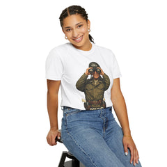 Graphic T-Shirt — Vintage WWII General George Patton Binoculars Design with "Rommel You Magnificent Bastard" Text
