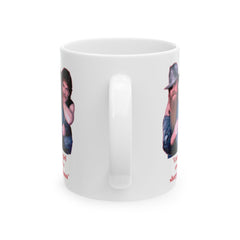 Cause every girl crazy 'bout a sharp-dressed man / ZZ Top / 80s Music / Eliminator / Red on White Mug / See Our Matching T Shirts
