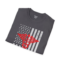 American Doctor - Unisex Softstyle T-Shirt | Doctor Awareness, Medical Wear, Gift For Him, Scrubs Lover, Hospital Staff Gift, Gift For Him