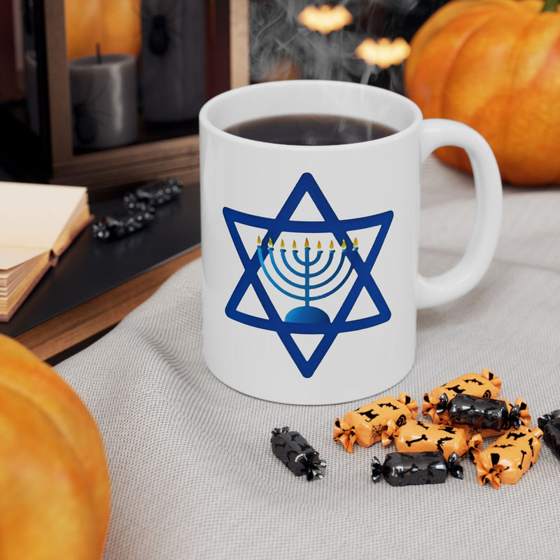Star of David with  Menorah Jewish Graphic Ceramic Mug (11oz, 15oz)