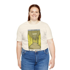 Do Not Question The Hallway T-Shirt — Retro Yellow Corridor Graphic Tee