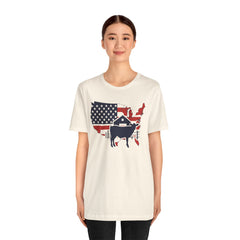 Red White and Blue Farmer Graphic, Unisex Jersey Short Sleeve Tee