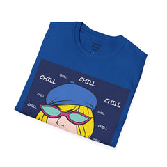 Chill Girl Unisex Softstyle T-Shirt  Pop Art Girl Wearing Sunglasses