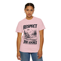 Bigfoot and Alien Outdoor Canoe Adventure - Respect The Locals T-Shirt
