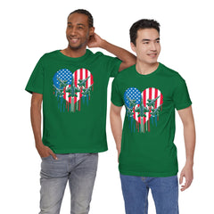 Red White and Blue Heart with Jets Graphic, Unisex Jersey Short Sleeve Tee