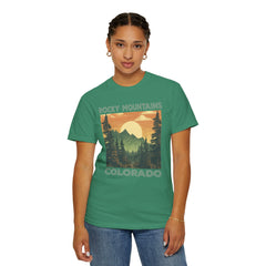 Rocky Mountains Colorado Graphic, Comfort Colors Soft Relaxed Fit Unisex Garment-Dyed T-shirt