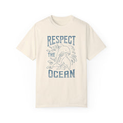 Dolphin, Respect The Ocean -  Graphic Unisex Garment-Dyed T-shirt