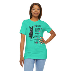 Personalized Your Dog and its name Mother's Day T-Shirt — 'Treats. Walks. Toys. Naps.