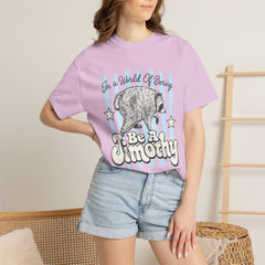 Be A Timothy T-Shirt — Retro Raccoon Graphic Tee ("In a World of Boring")