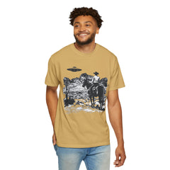 UFO Meets Cowboy Unisex Garment Shirt -Dyed  T Shirt