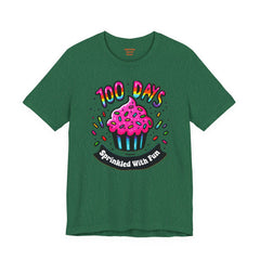 100 DAYS Sprinkled With Fun - Unisex Short Sleeve Tee | Elementary School Holiday, Teacher Apparel, Kids Motivation, Days Checked Off