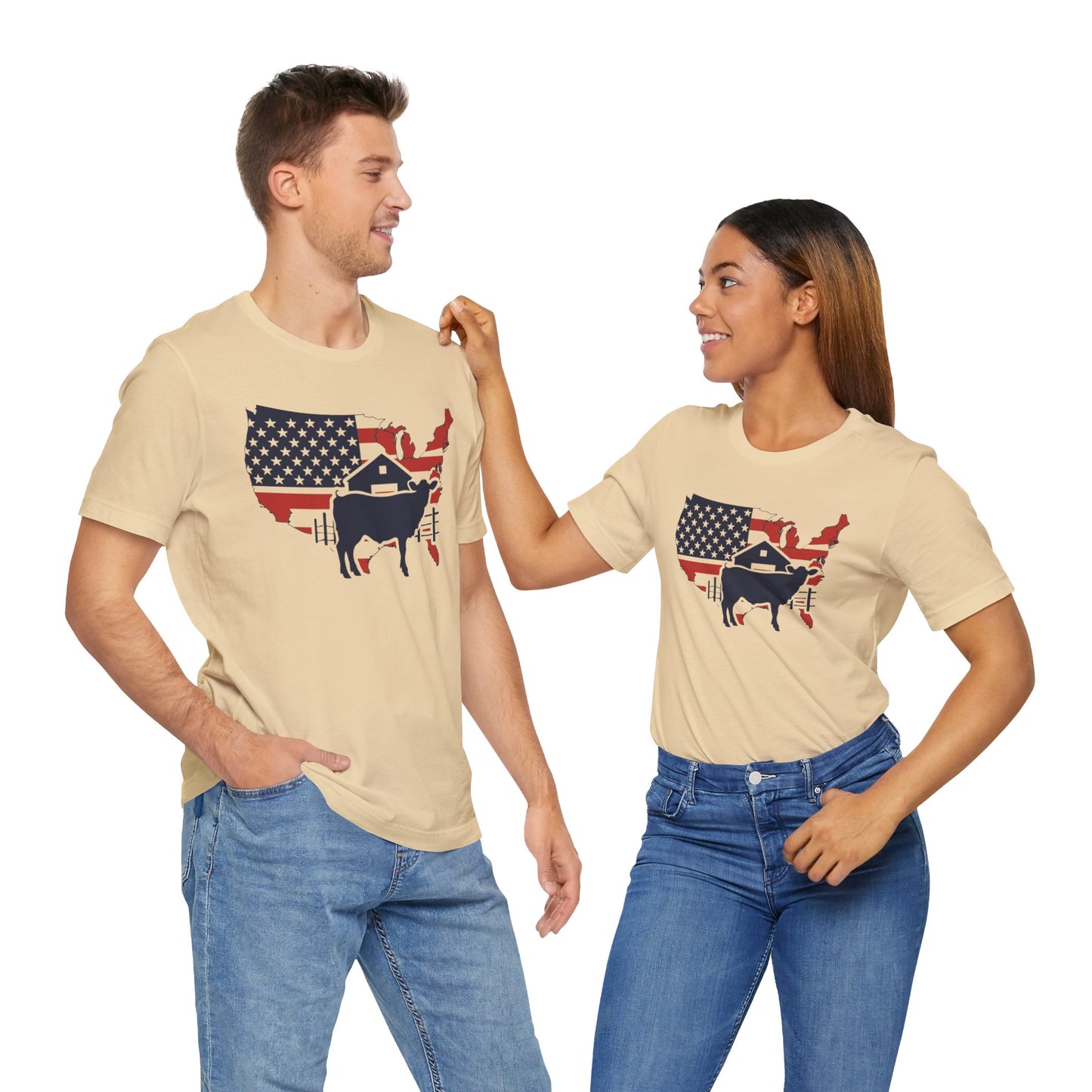 Red White and Blue Farmer Graphic, Unisex Jersey Short Sleeve Tee