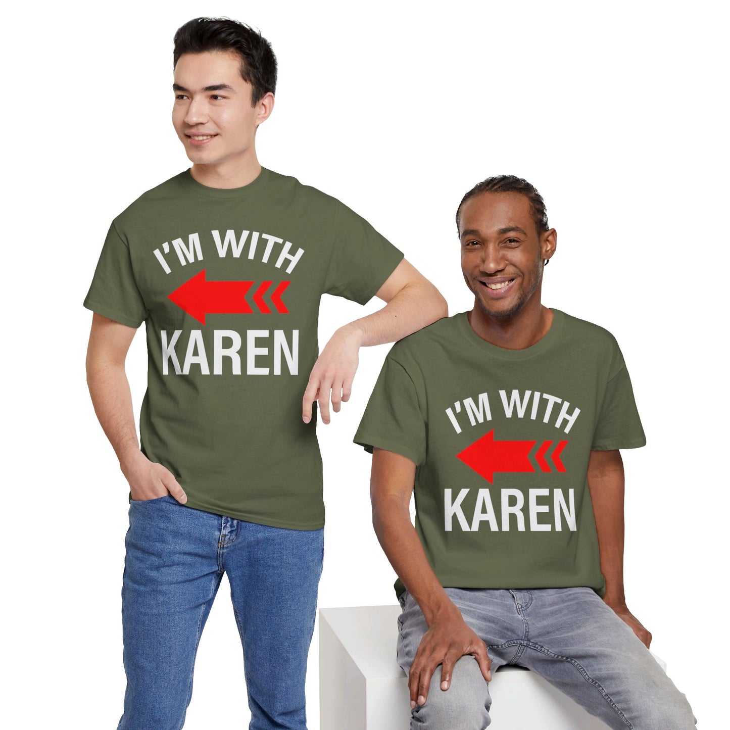 I'm With Karen Pointing Arrow - Unisex Heavy Cotton Tee