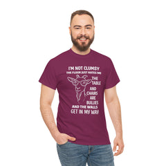 Clumsy Funny Goat Graphic Tee | Unisex Heavy Cotton Tee | Great Gift for Animal Lovers, Birthdays, Casual Wear, Humorous Gifts, Everyday Style