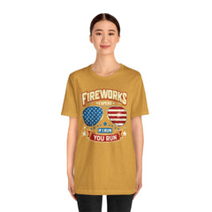 Fireworks Expert, If I Run You Run, Sunglasses  Graphic, Unisex Jersey Short Sleeve Tee