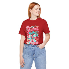 Summer Vibes Tee — Pastel Seashell Bow Beach T-Shirt