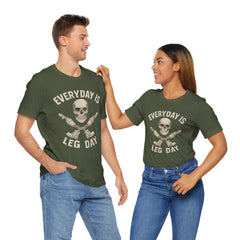 Fitness Tee | Leg Amputee Funny Skull, Everyday Leg Day Gym Shirt, Workout Top