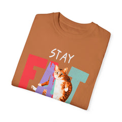 Stay Fat Lazy and Happy Cat - Graphic Unisex Garment-Dyed T-shirt