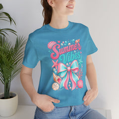 Summer Vibes Tee — Pastel Seashell Bow Beach T-Shirt