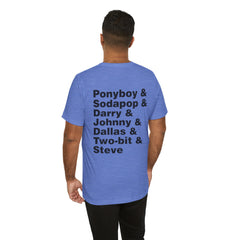 The Outsiders Shirt, Front and Back Images, Greasers Characters Shirt, Unisex Jersey Short Sleeve Tee