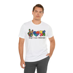 Autism Awareness Unisex T-Shirt - Colorful Accept, Love, Understand Design