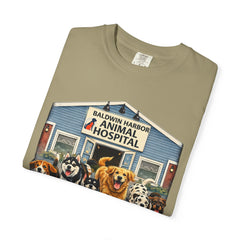 Pitbull Added "Who Let the Dogs Out?" Baldwin Harbor Animal Hospital Cute Vet Clinic T Shirt