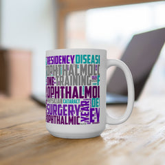 Ophthalmology Word Cloud Ceramic Mug — Eye Doctor Resident Gift (11oz/15oz)