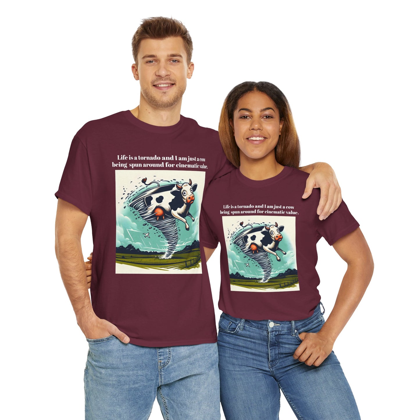 Funny Cow Caught In Tornado Unisex Tee