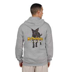 Personalized with your dogs image Zip Hoodie — "My Therapist Has a Wet Nose" Graphic