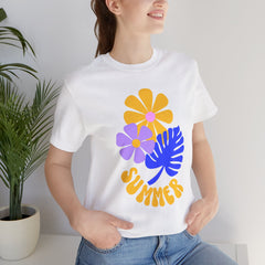 Summer Floral Tee — Retro Flowers & Monstera Design