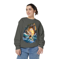 Adventure Kayak Sweatshirt — Comfort Colors Sunset Sea Arch Graphic
